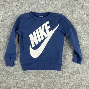 Nike Sweatshirt Toddler Kids 3T Blue Long Sleeve Pullover Swoosh Logo Crewneck
